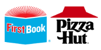 first book and pizza hut logos together