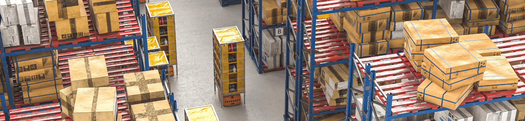 View of Warehouse Filled with Boxes from Above